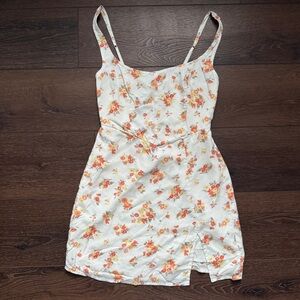 Abercrombie & Fitch White Mini Dress with Orange Floral Print